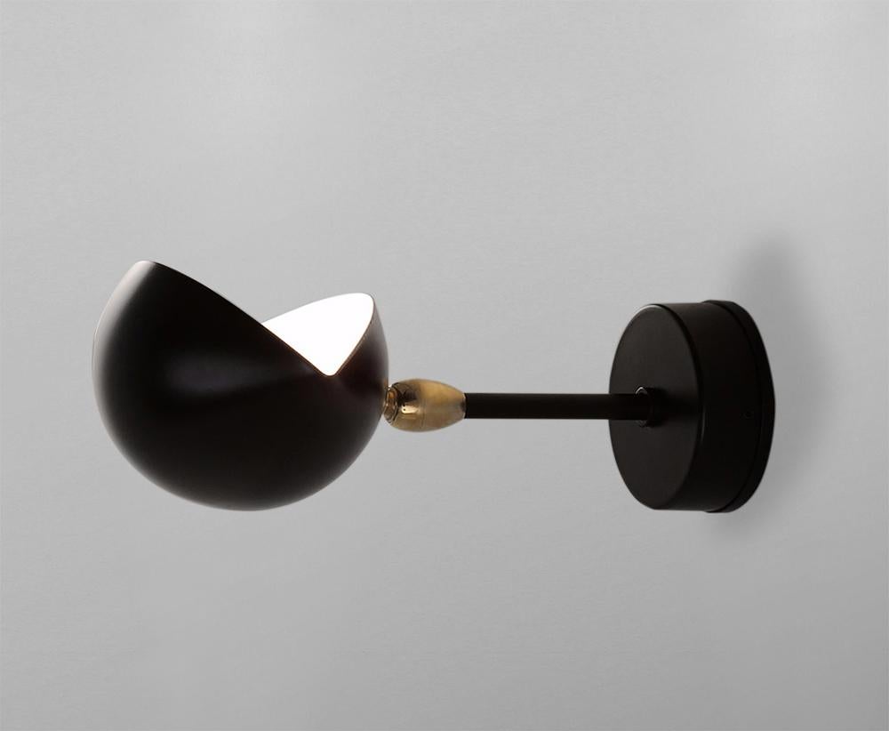 French Serge Mouille Mid-Century Modern Black Eye Sconce Wall Lamp For Sale