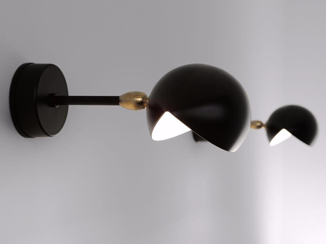 Serge Mouille Mid-Century Modern Black Eye Sconce Wall Lamp For Sale 1