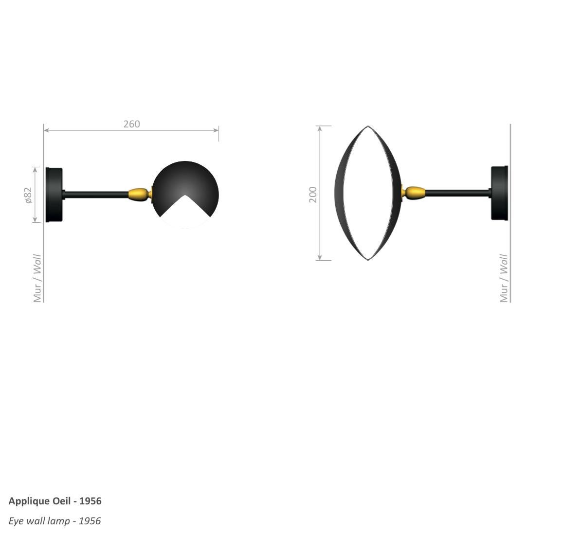 Serge Mouille Mid-Century Modern Black Eye Sconce Wall Lamp For Sale 3