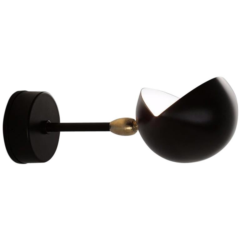 Serge Mouille Mid-Century Modern Black Eye Sconce Wall Lamp For Sale