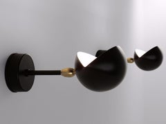 Serge Mouille Mid-Century Modern Black Eye Sconce Wall Lamp Set