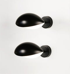 Serge Mouille Mid-Century Modern Black Eye Sconce Wall Lamp Set