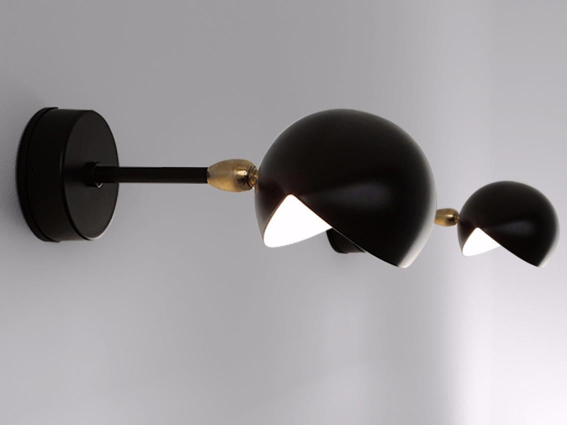 French Serge Mouille Mid-Century Modern Black Eye Sconce Wall Lamp Set