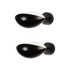 Ensemble de lampes murales noires de Serge Mouille, mi-siècle moderne