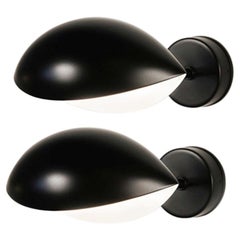 Serge Mouille Mid-Century Modern Black Eye Sconce Wall Lamp Set