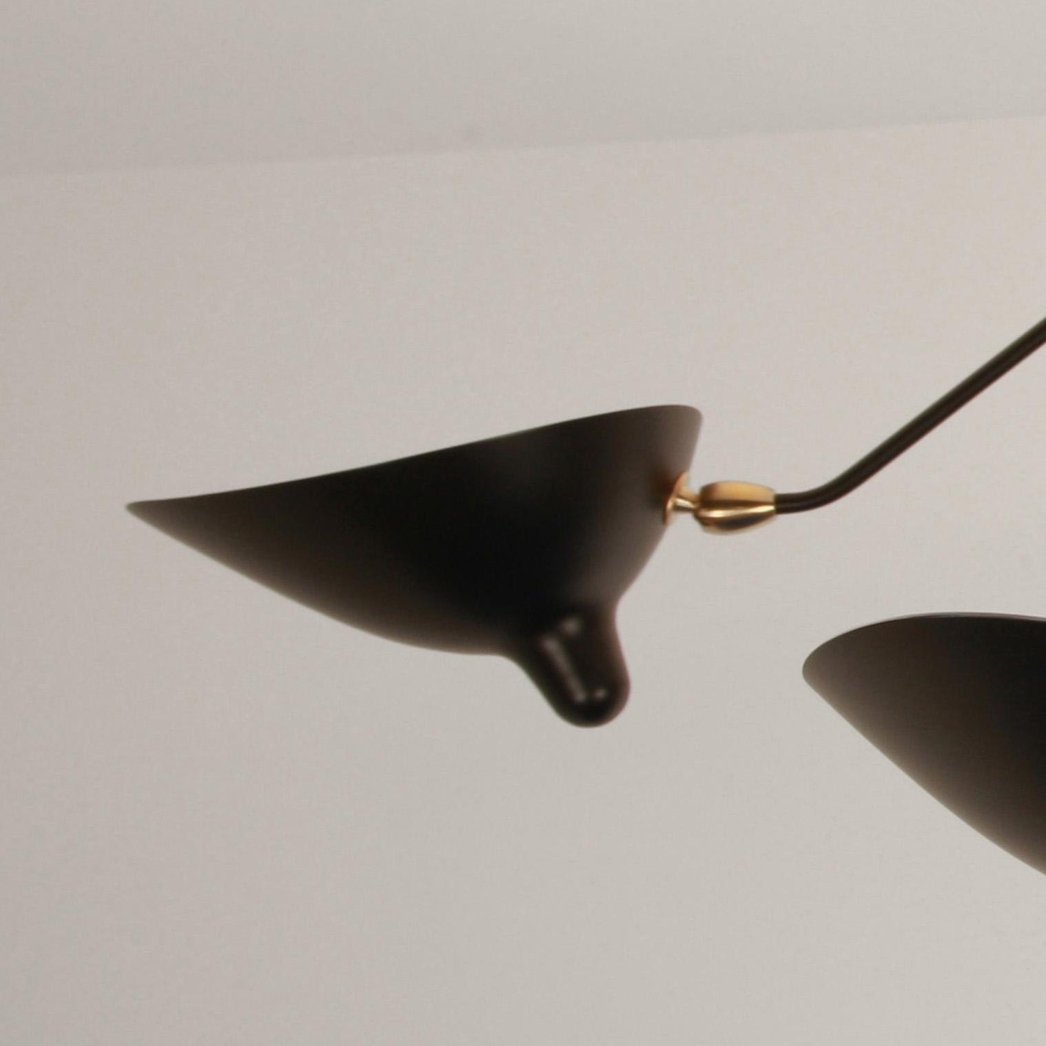 Serge Mouille Mid-Century Modern Black Five Fixed Arms Spider Ceiling Lamp In New Condition For Sale In Barcelona, Barcelona