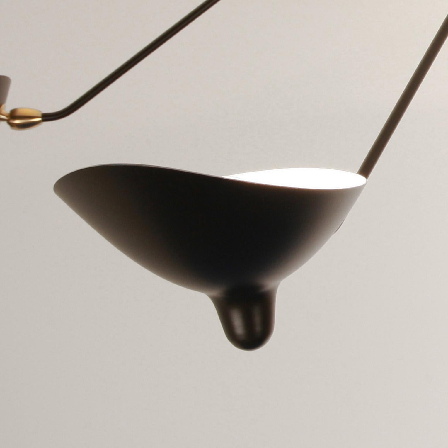 Aluminum Serge Mouille Mid-Century Modern Black Five Fixed Arms Spider Ceiling Lamp For Sale