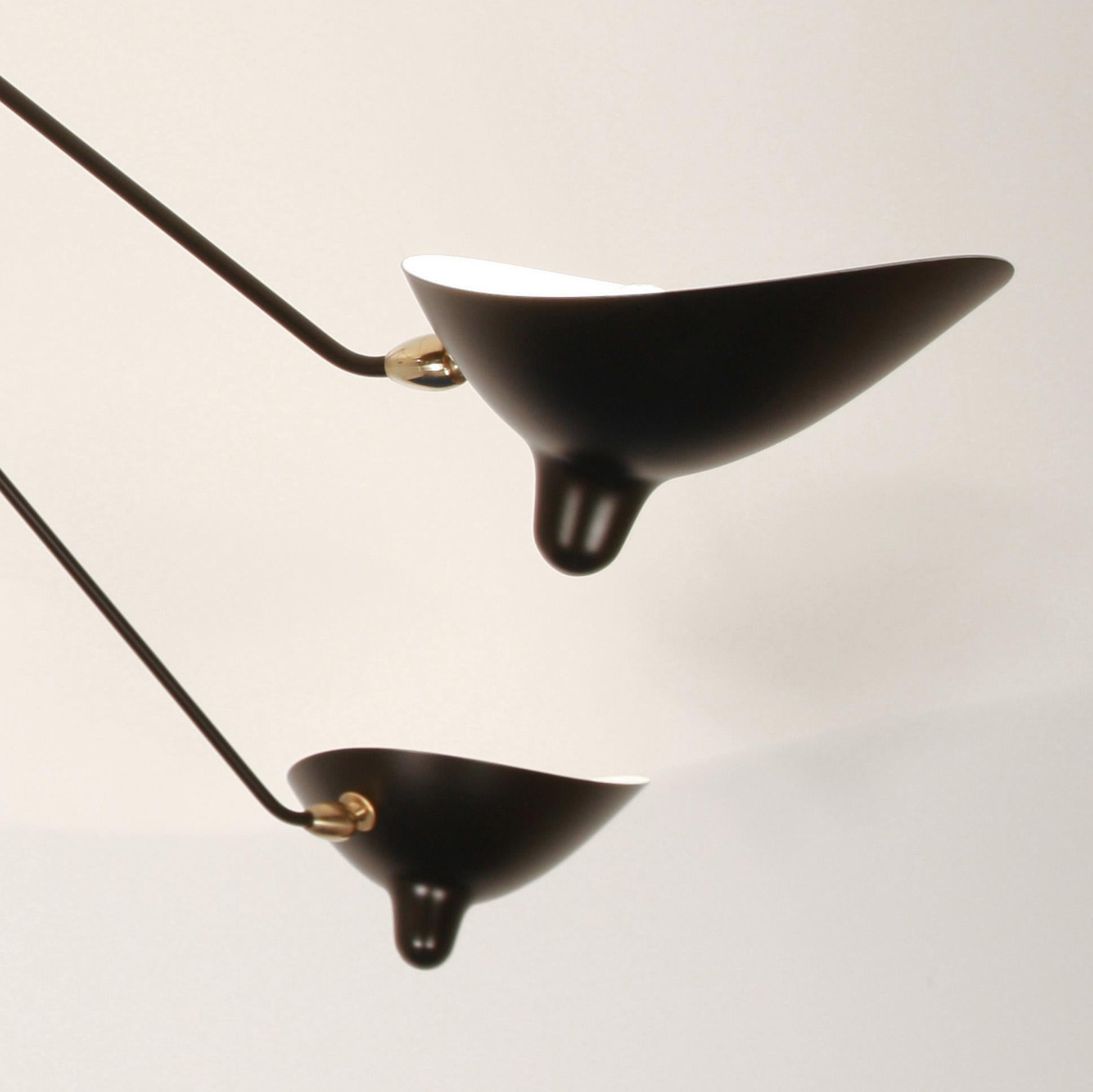 Serge Mouille Mid-Century Modern Black Five Fixed Arms Spider Ceiling Lamp For Sale 1