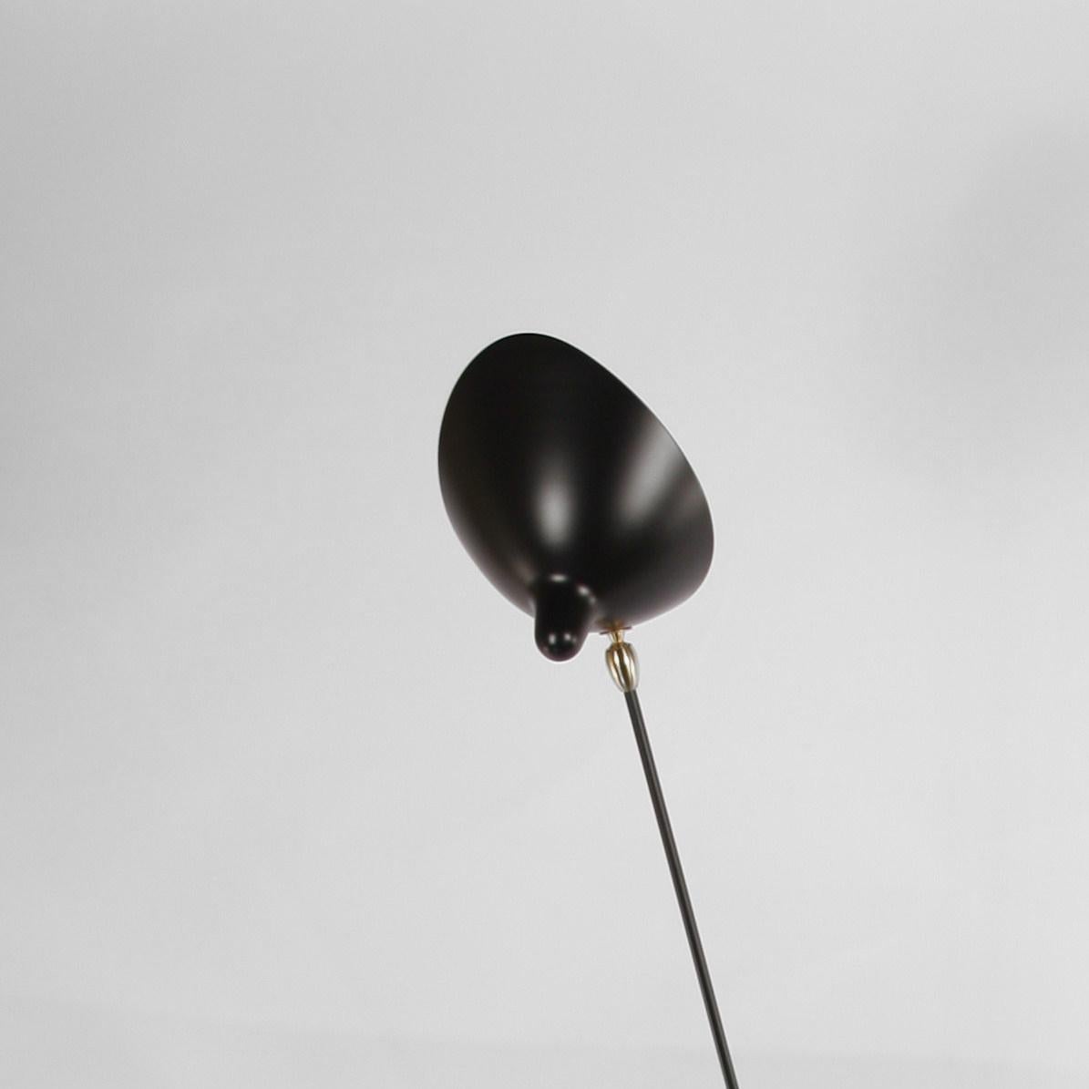 Contemporary Serge Mouille Mid-Century Modern Black Five Fixed Arms Spider Ceiling Wall Lamp