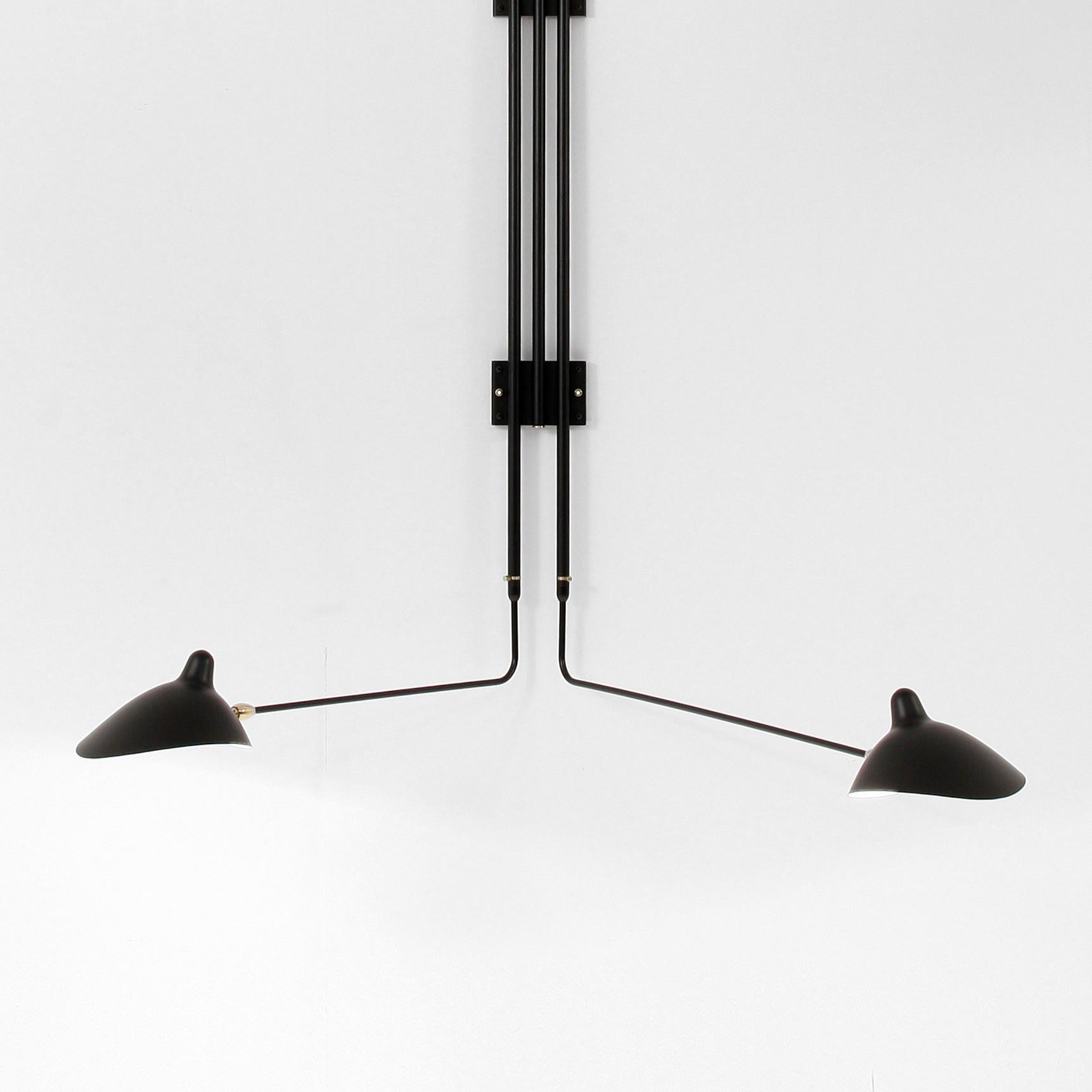 XXI secolo e contemporaneo Serge Mouille Lampada da parete a cinque bracci dritti rotanti in nero, stile metà secolo moderno in vendita