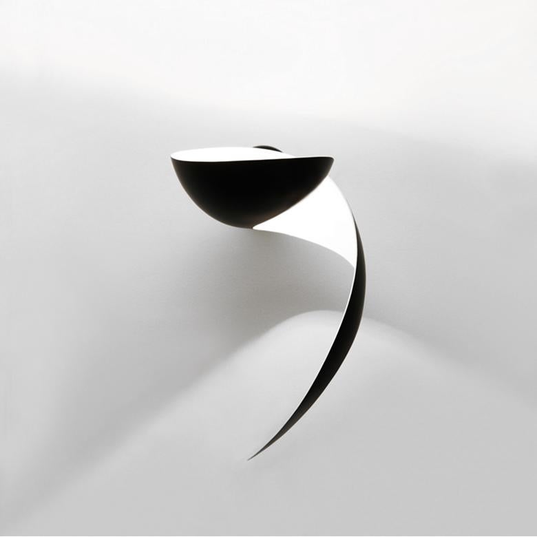 French Serge Mouille Mid-Century Modern Black Flame Wall Lamps Set For Sale