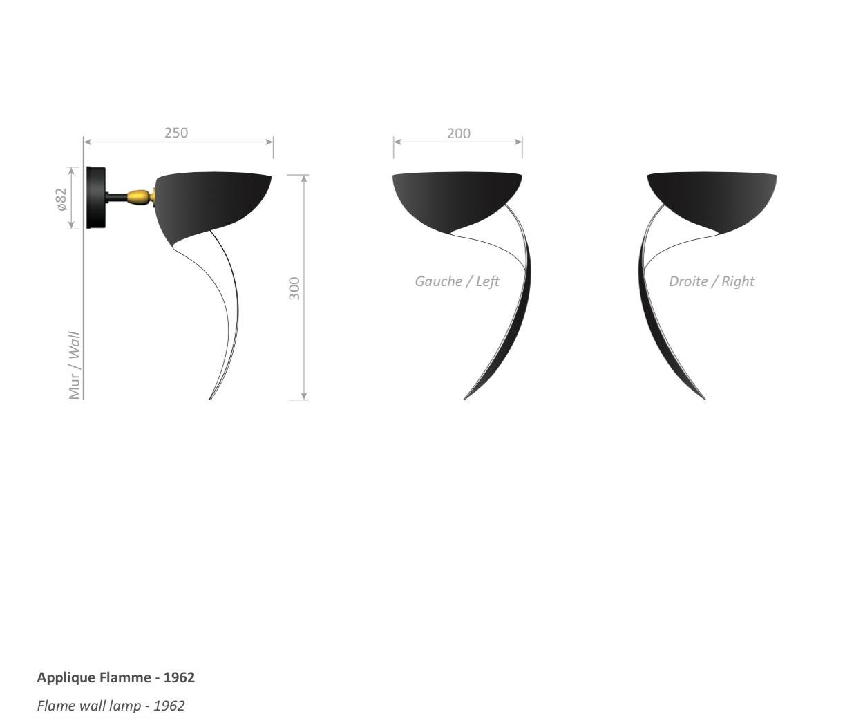 Contemporary Serge Mouille Mid-Century Modern Black Flame Wall Lamps Set For Sale