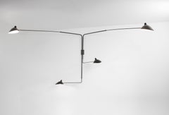 Serge Mouille Mid-Century Modern Black Four Rotating Straight Arms Wall Lamp