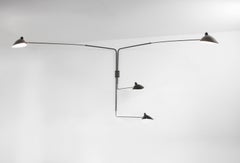 Serge Mouille Mid-Century Modern Black Four Rotating Straight Arms Wall Lamp