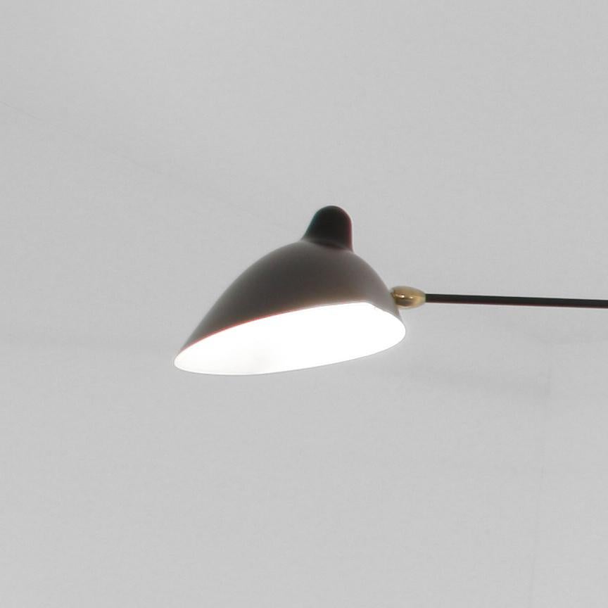 XXI secolo e contemporaneo Serge Mouille Lampada da parete a quattro bracci dritti rotanti in nero, stile metà secolo moderno in vendita