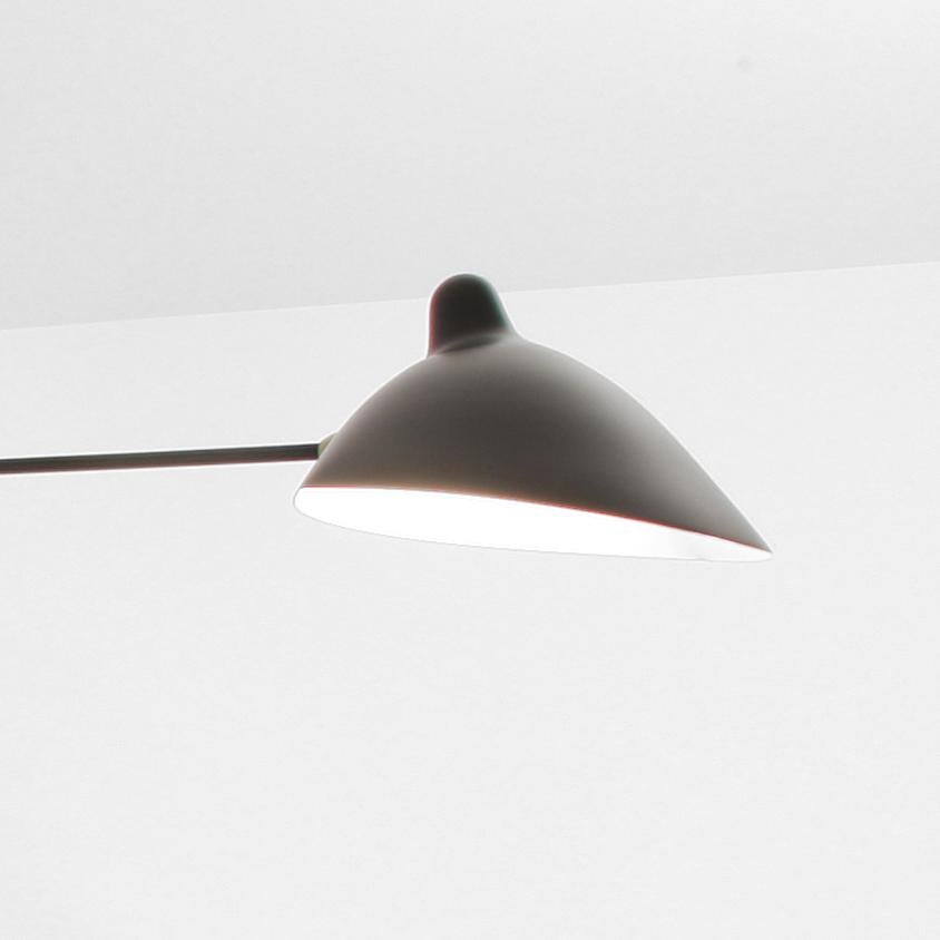 Alluminio Serge Mouille Lampada da parete a quattro bracci dritti rotanti in nero, stile metà secolo moderno in vendita