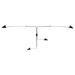 Serge Mouille Mid-Century Modern Black Four Rotating Straight Arms Wall Lamp