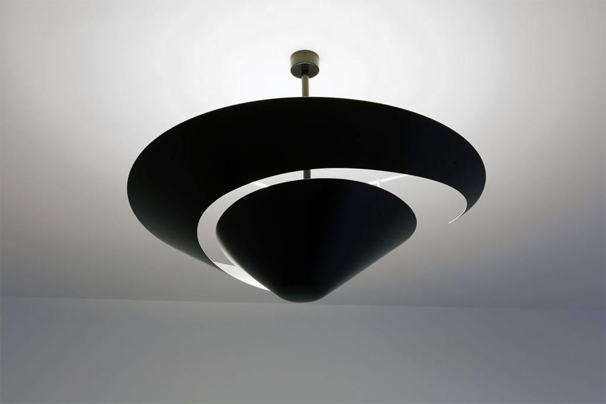 Ceiling wall lamp model 'large snail ceiling wall lamp' designed by Serge Mouille in 1955.

Manufactured by Editions Serge Mouille in France. The production of lamps, wall lights and floor lamps are manufactured using craftsman’s techniques with the