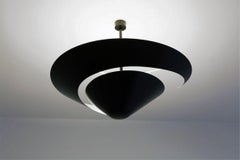 Serge Mouille Mid-Century Modern Black Large Snail Ceiling Wall Lamp