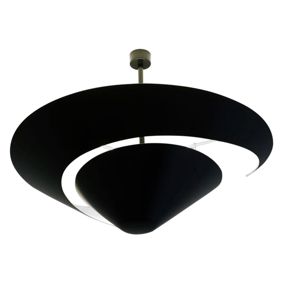 Serge Mouille Mid-Century Modern Black Large Snail Ceiling Wall Lamp