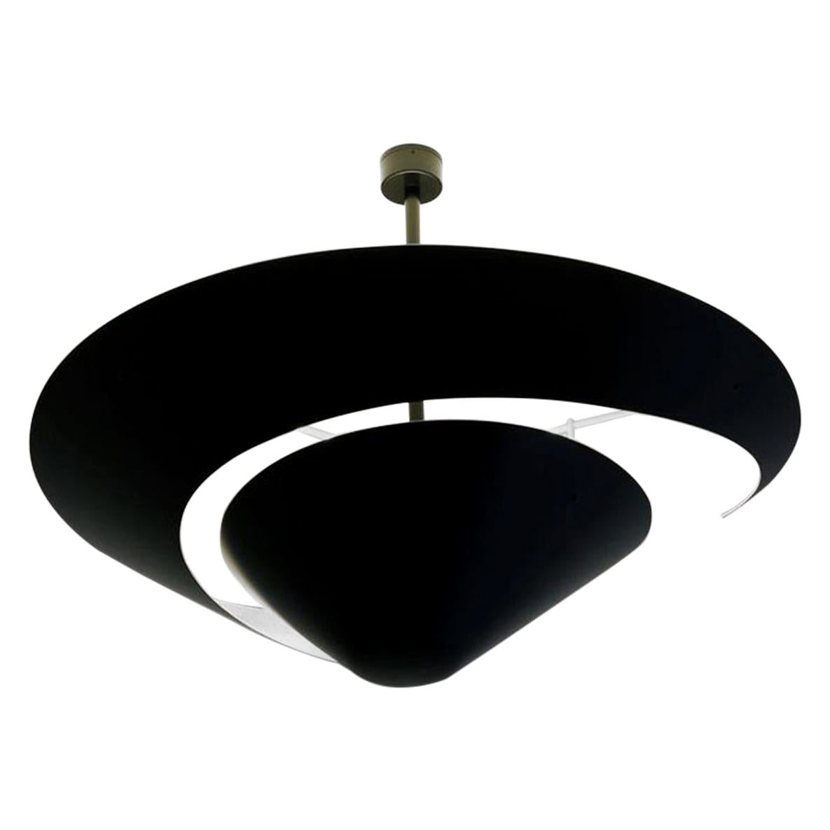 Serge Mouille Mid-Century Modern Black Large Snail Ceiling Wall Lamp