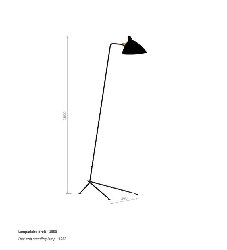 Serge Mouille Mid-Century Modern Black One-Arm Standing Lamp 7