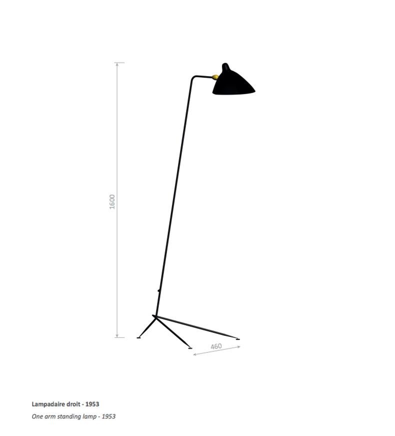 Lampada a stelo nera a un braccio di Serge Mouille, moderna nel Medioevo in vendita 6