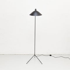 Serge Mouille Mid-Century Modern Black One-Arm Standing Lamp