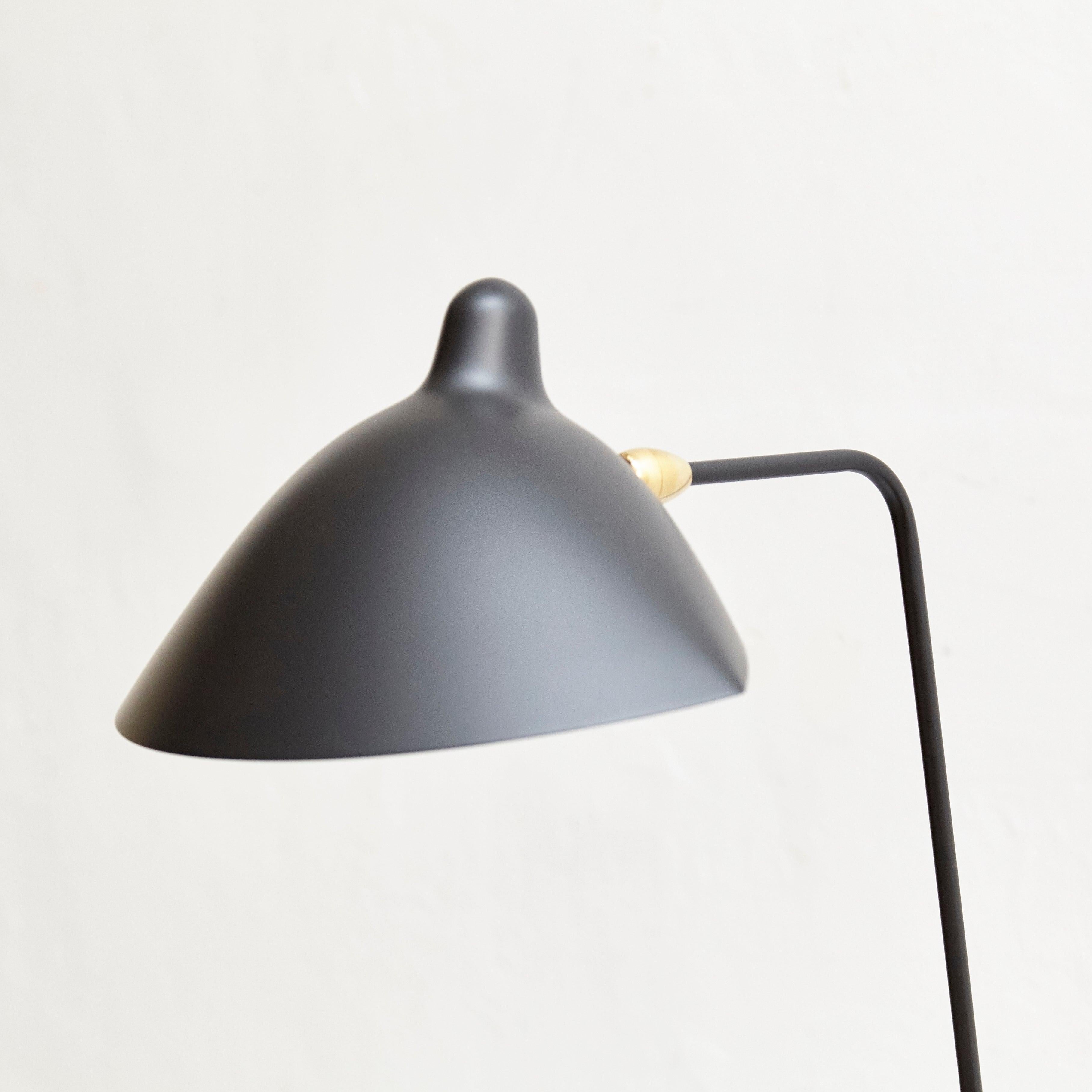 Contemporary Serge Mouille Mid-Century Modern Black One-Arm Standing Lamp