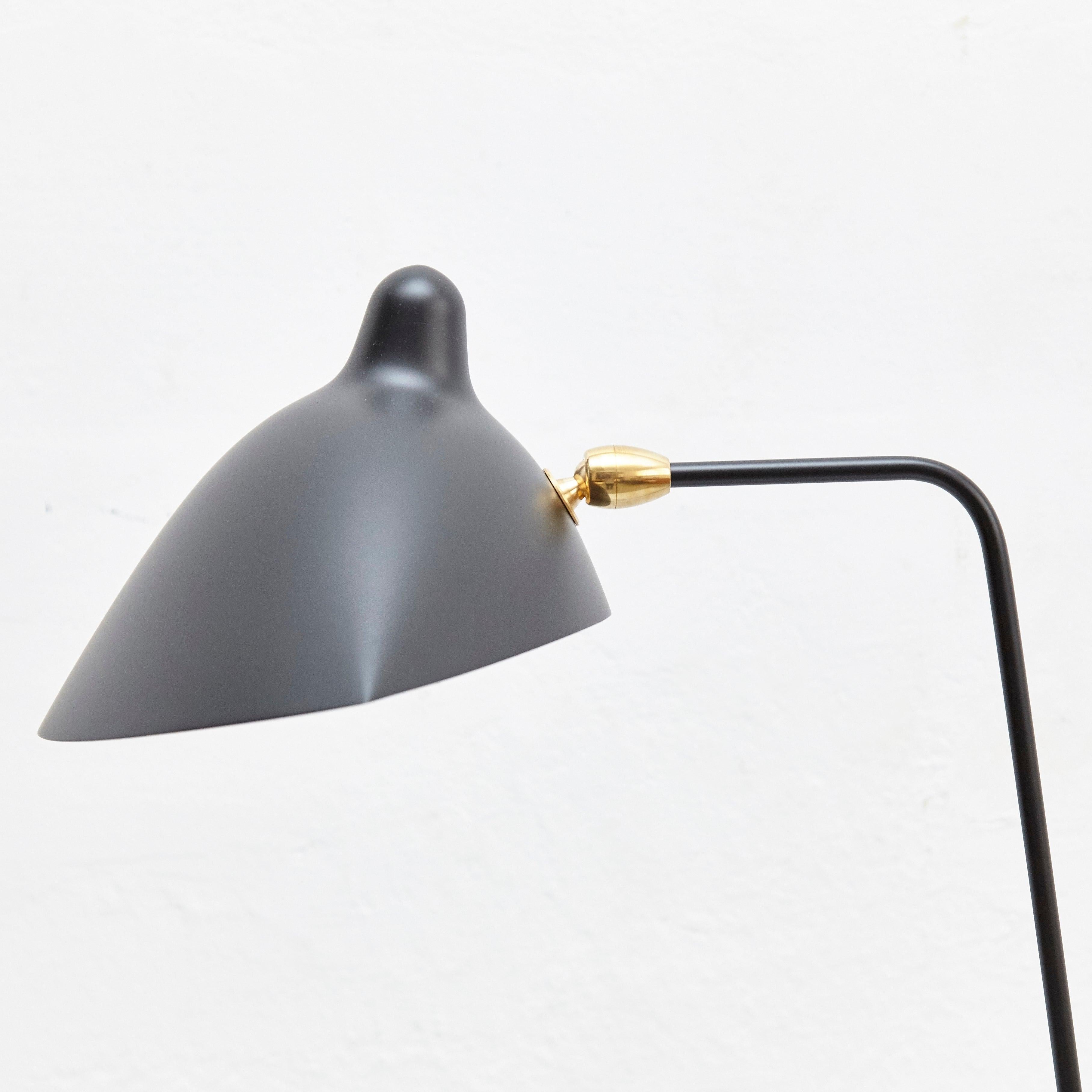 Aluminum Serge Mouille Mid-Century Modern Black One-Arm Standing Lamp