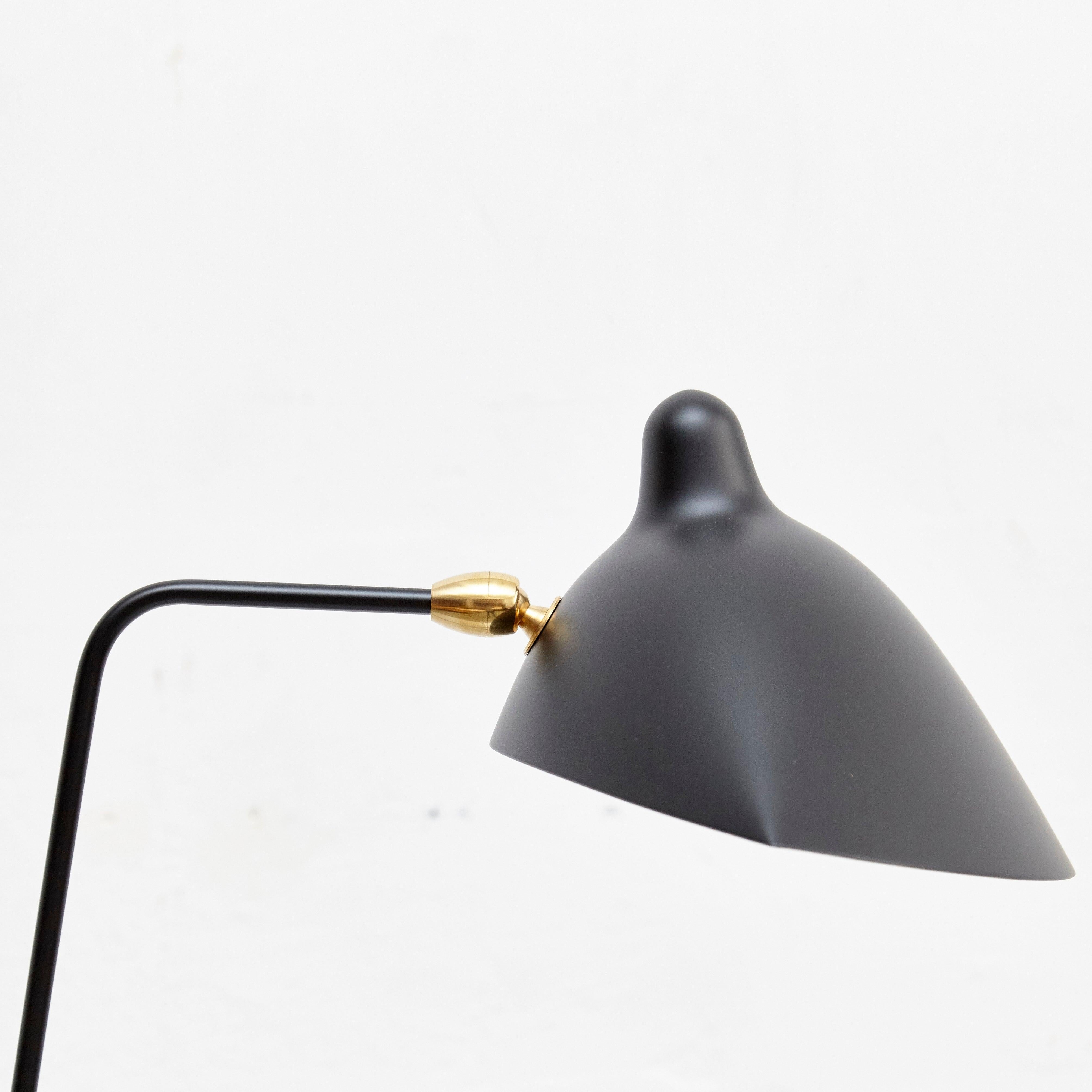 Serge Mouille Mid-Century Modern Black One-Arm Standing Lamp For Sale 2