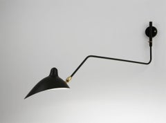 Serge Mouille Mid-Century Modern Black One Rotating Curved Arm Wall Lamp