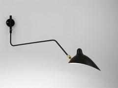 Serge Mouille Mid-Century Modern Black One Rotating Curved Arm Wall Lamp