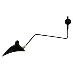 Serge Mouille Mid-Century Modern Black One Rotating Curved Arm Wall Lamp