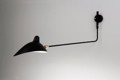 Serge Mouille Mid-Century Modern Black One Rotating Straight Arm Wall Lamp