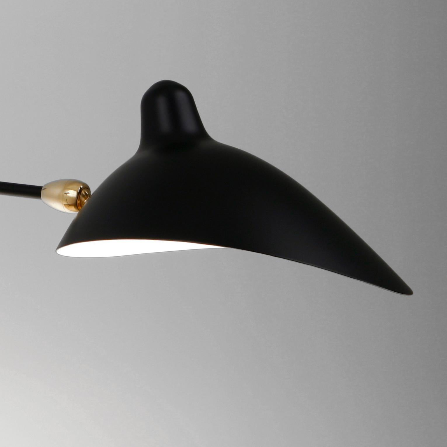 Serge Mouille Mid-Century Modern Black One Rotating Straight Arm Wall Lamp In New Condition For Sale In Barcelona, Barcelona