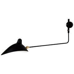 Serge Mouille Mid-Century Modern Black One Rotating Straight Arm Wall Lamp