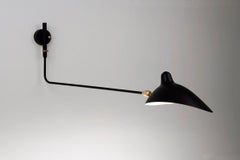 Serge Mouille Mid-Century Modern Black One Rotating Stright Arm Wall Lamp