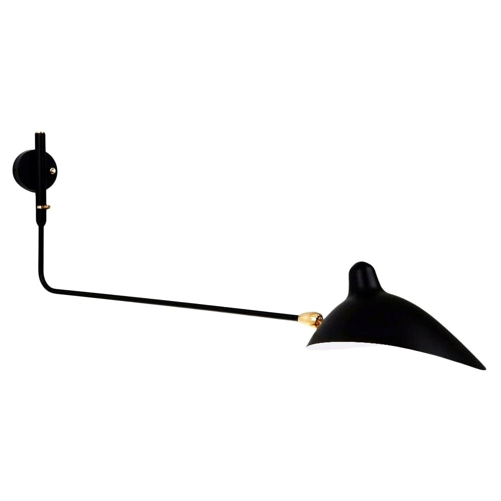 Serge Mouille Mid-Century Modern Black One Rotating Stright Arm Wall Lamp