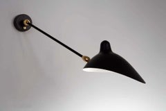 Serge Mouille Mid-Century Modern Black One Straight Arm Two Swivels Wall Lamp