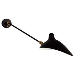 Serge Mouille Mid-Century Modern Black One Straight Arm Two Swivels Wall Lamp