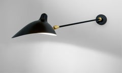 Serge Mouille Mid-Century Modern Black One Stright Arm Two Swivels Wall Lamp