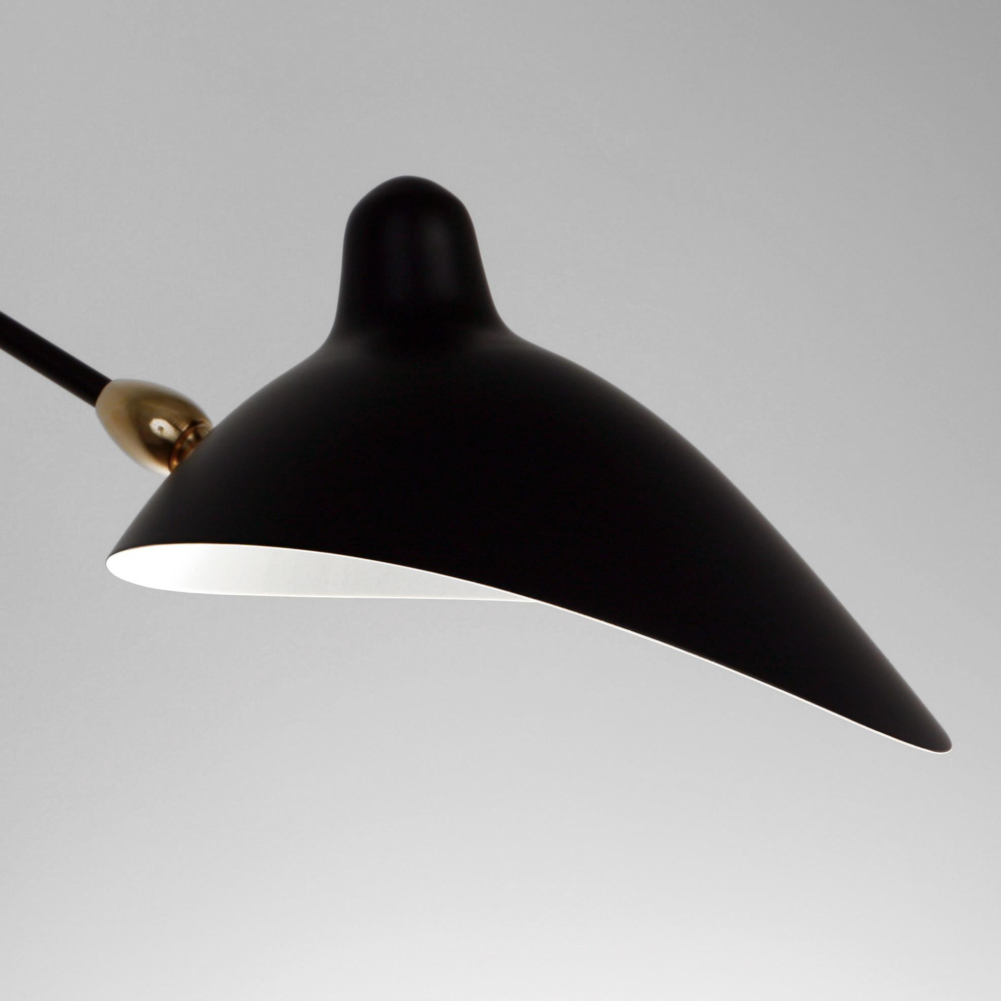 Serge Mouille Mid-Century Modern Black One Stright Arm Two Swivels Wall Lamp (Französisch)