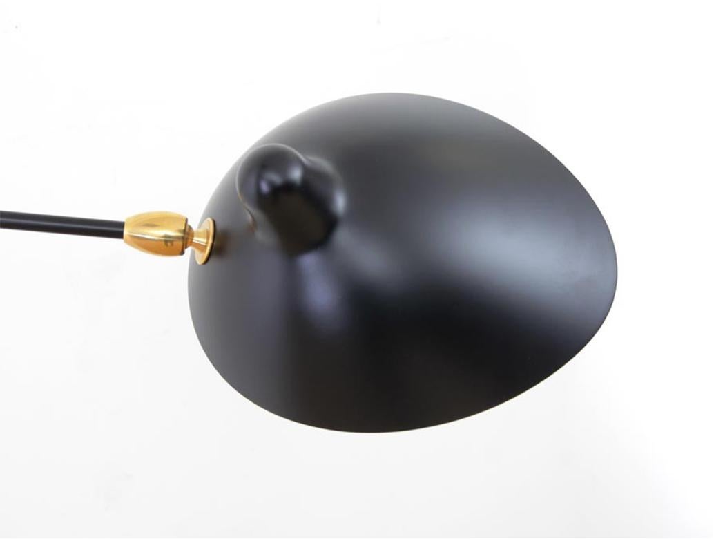 Serge Mouille Mid-Century Modern Black One Stright Arm Two Swivels Wall Lamp (21. Jahrhundert und zeitgenössisch)