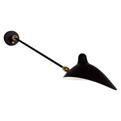Serge Mouille Mid-Century Modern Black One Stright Arm Two Swivels Wall Lamp