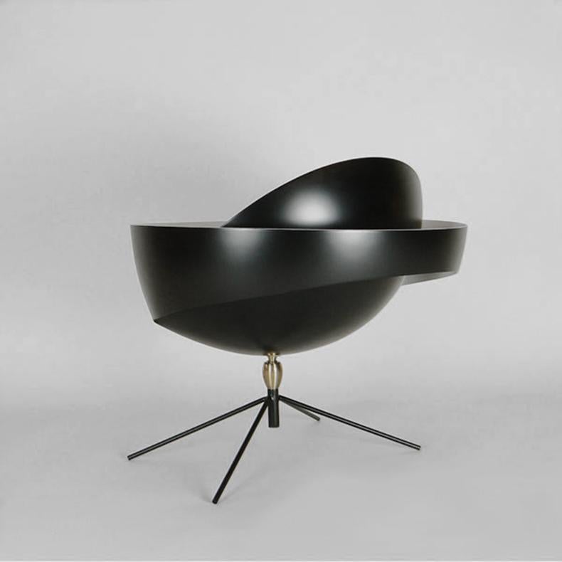 French Serge Mouille Mid-Century Modern Black Saturn Table Lamp For Sale