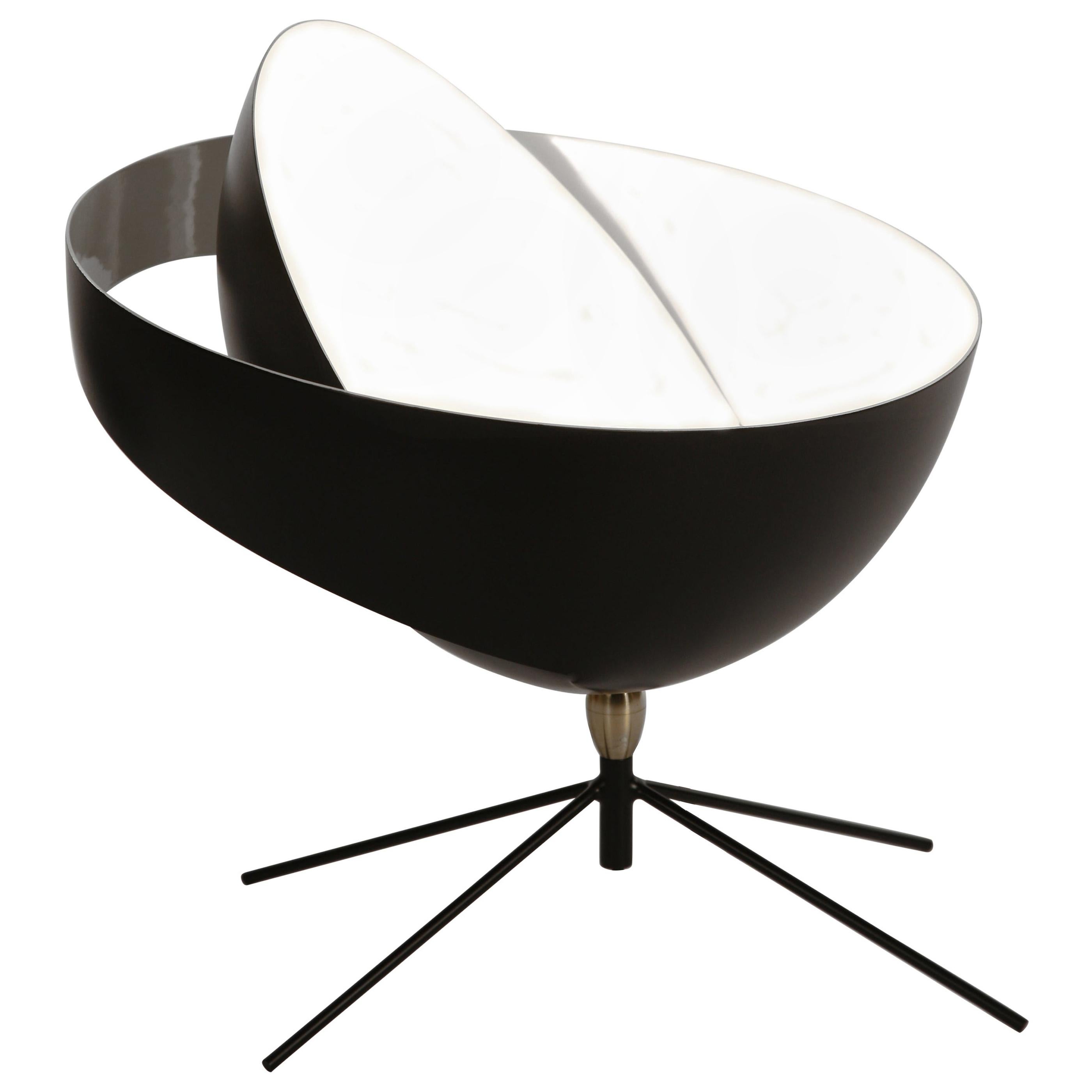 Moderne schwarze Saturn-Tischlampe von Serge Mouille aus der Mitte des Jahrhunderts im Angebot