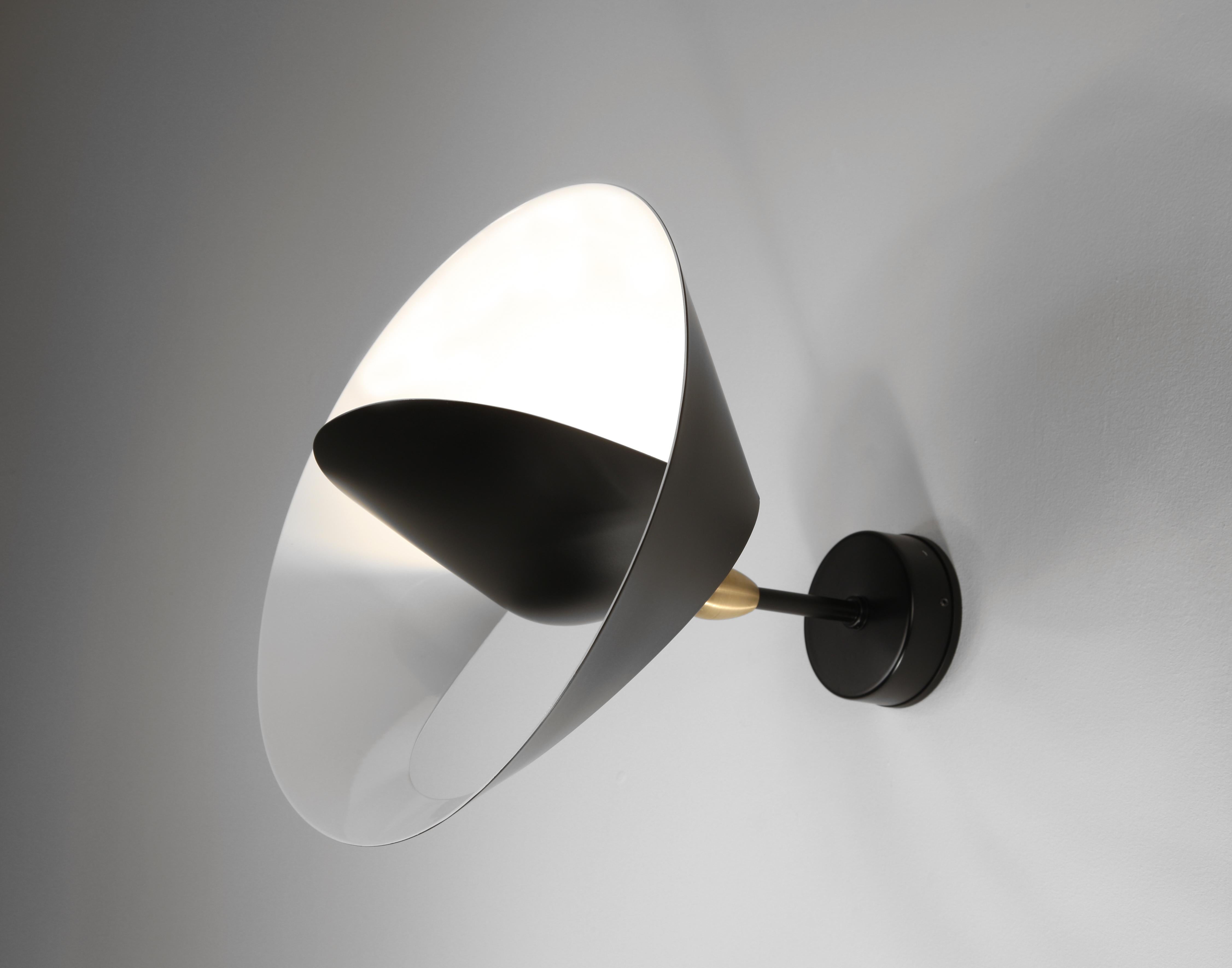 Contemporary Serge Mouille Mid-Century Modern Black Saturn Wall Lamp For Sale