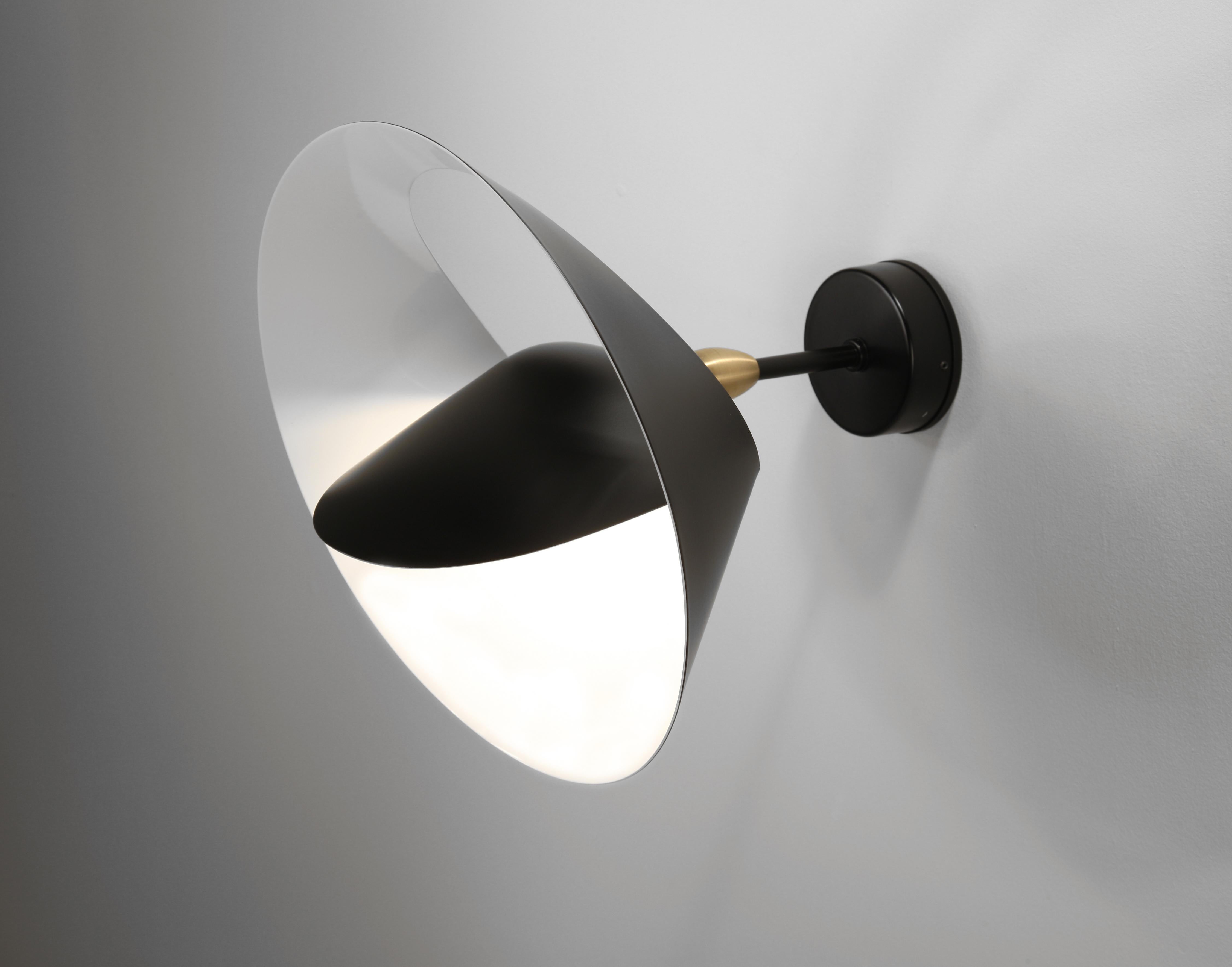 Contemporary Serge Mouille Mid-Century Modern Black Saturn Wall Lamp For Sale