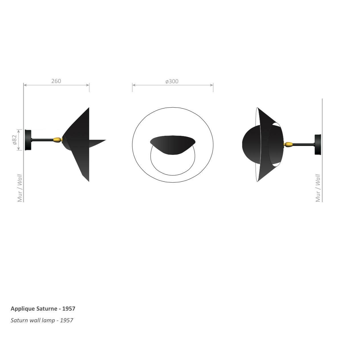 Serge Mouille Mid-Century Modern Black Saturn Wall Lamp 3